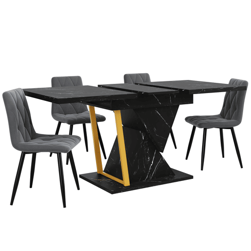 Mesa extensível 110x80x76 cm - Para sala de jantar e cozinha - Extensível até 140 cm - Preto