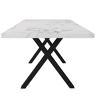 Mesa de jantar 140x80x76 cm - design moderno com pernas cruzadas - mármore preto e branco