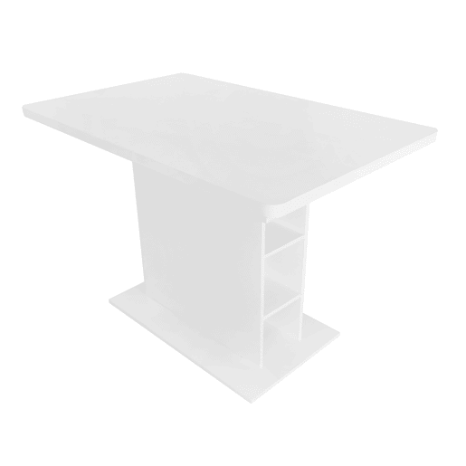 Mesa extensível + retangular - com arrumação, multifuncional, em ferro, branca