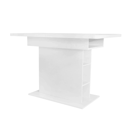 Mesa extensível + retangular - com arrumação, multifuncional, em ferro, branca