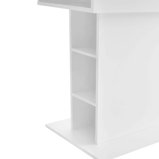Mesa extensível + retangular - com arrumação, multifuncional, em ferro, branca