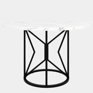 Mesa redonda 100×100 cm - Mesa de jantar para 4-6 pessoas, pernas metálicas geométricas - Pretas