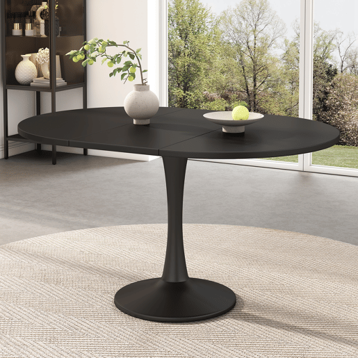 Mesa de jantar extensível 100140x100x75 cm - mesa ovalada moderna e simples - Preto