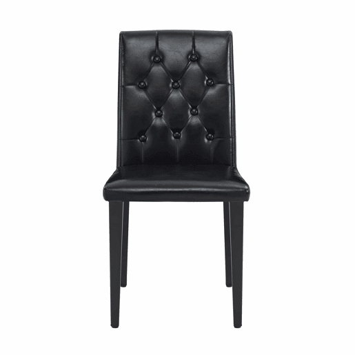 Conjunto de 4 cadeiras de jantar em preto puro - Luxo leve. A primeira escolha para salas de jantar europeias, com pernas de metal pretas para combinações versáteis. - Preto