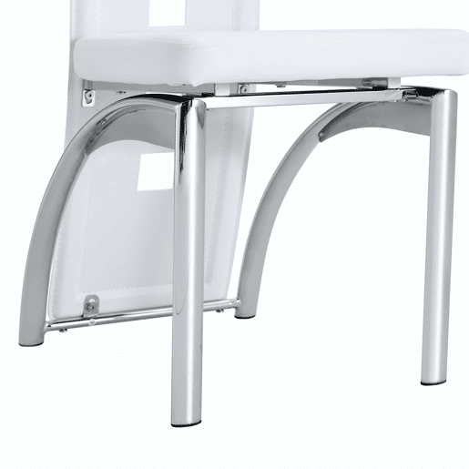 Cadeiras de sala de jantar 2 peças - Design europeu com padrão perfurado, PU branco + pernas metálicas prateadas - Branco+Prateado