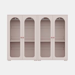 Armário de roupa lacado com 2 portas, 160×50×120 cm u2013 com barra para pendurar roupa, portas transparentes em acrílico, puxadores em cerâmica, armário de arrumação para quarto infantil, conjunto de 2 peças u2013 rosa bebé