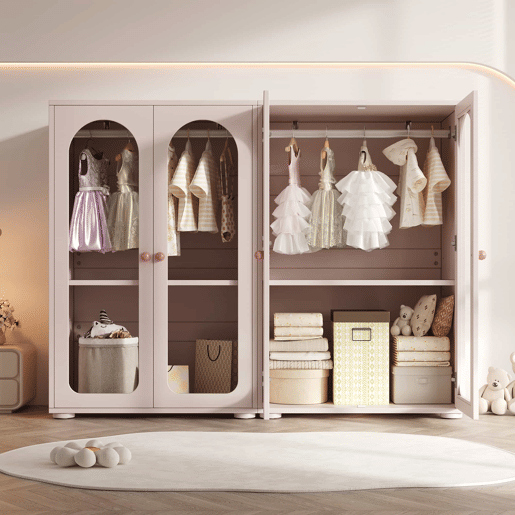 Armário de roupa lacado com 2 portas, 160×50×120 cm u2013 com barra para pendurar roupa, portas transparentes em acrílico, puxadores em cerâmica, armário de arrumação para quarto infantil, conjunto de 2 peças u2013 rosa bebé Armário de roupa lacado com 2 portas, 160×50×120 cm u2013 com barra para pendurar roupa, portas transparentes em acrílico, puxadores em cerâmica, armário de arrumação para quarto infantil, conjunto de 2 peças u2013 rosa bebé