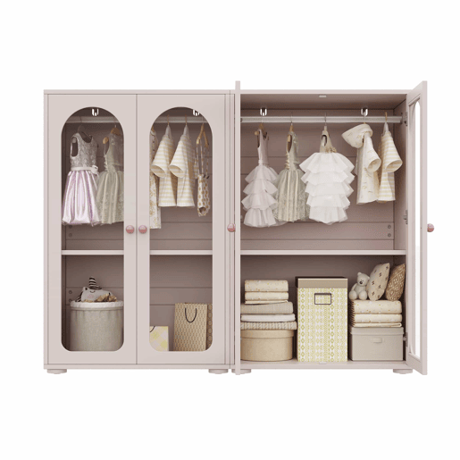 Armário de roupa lacado com 2 portas, 160×50×120 cm u2013 com barra para pendurar roupa, portas transparentes em acrílico, puxadores em cerâmica, armário de arrumação para quarto infantil, conjunto de 2 peças u2013 rosa bebé Armário de roupa lacado com 2 portas, 160×50×120 cm u2013 com barra para pendurar roupa, portas transparentes em acrílico, puxadores em cerâmica, armário de arrumação para quarto infantil, conjunto de 2 peças u2013 rosa bebé