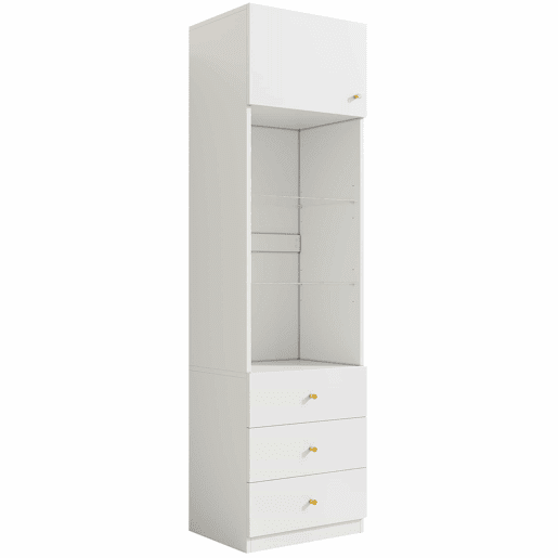 Conjunto de roupeiro de 2 portas + vitrina, mobiliário de quarto - 80×50×200 cm + 50×40×180 cm - lacado, arrumação, roupeiro + vitrina, conjunto de quarto - Branco