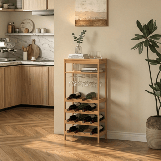 Garrafeira Fillby para 16 garrafas bambu 100x47x29cm Natural en.casa