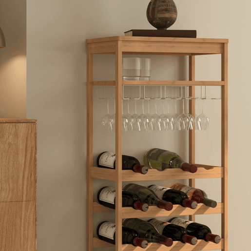Garrafeira Fillby para 16 garrafas bambu 100x47x29cm Natural en.casa