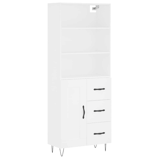 Armário alto - Bufete - Móvel de apoio 69,5x34x180 cm derivados de madeira branco pt749