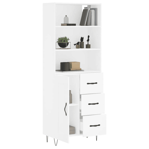 Armário alto - Bufete - Móvel de apoio 69,5x34x180 cm derivados de madeira branco pt749