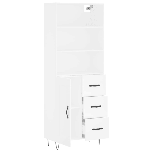 Armário alto - Bufete - Móvel de apoio 69,5x34x180 cm derivados de madeira branco pt749