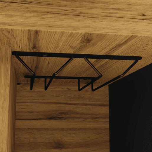 Mesa extensÃvel 110-140x80 cm - Mesa de cozinha dobrável para 4-6 pessoas com prateleira para vinho e porta de vidro - Preta Mesa extensÃvel 110-140x80 cm - Mesa de cozinha dobrável para 4-6 pessoas com prateleira para vinho e porta de vidro - Preta