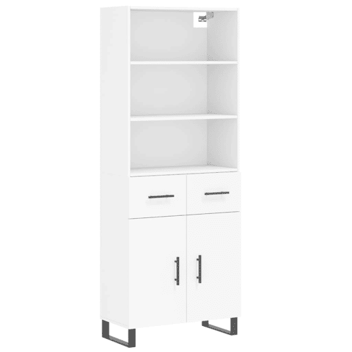 Armário alto - Bufete - Móvel de apoio 69,5x34x180 cm derivados de madeira branco pt747