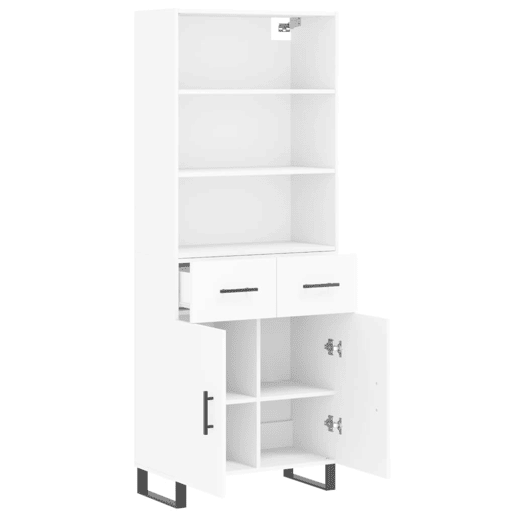 Armário alto - Bufete - Móvel de apoio 69,5x34x180 cm derivados de madeira branco pt747