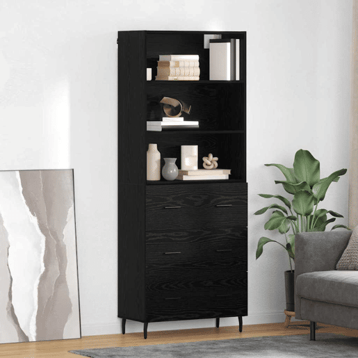Aparador - Bufete - Móvel de apoio com gaveta Carvalho Preto 69,5 x 34 x 180 cm pt460