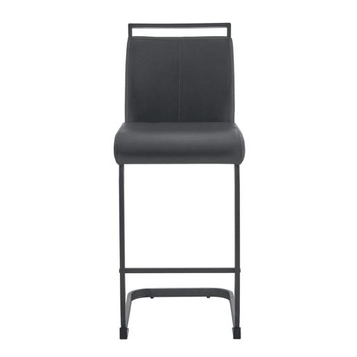 Bancos de bar 2 unidades - Estilo nórdico, couro sintético preto, pernas metálicas - Preto