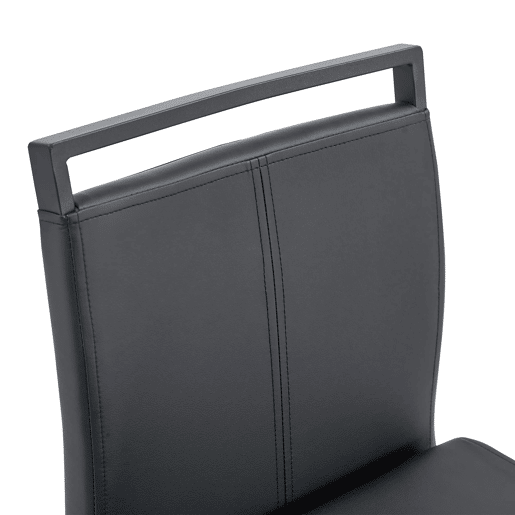 Bancos de bar 2 unidades - Estilo nórdico, couro sintético preto, pernas metálicas - Preto