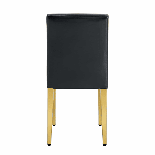 Conjunto de 2 cadeiras de jantar - design minimalista em PU preto com pernas metálicas douradas - preto e dourado
