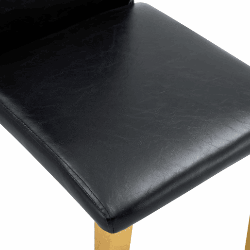 Conjunto de 2 cadeiras de jantar - design minimalista em PU preto com pernas metálicas douradas - preto e dourado