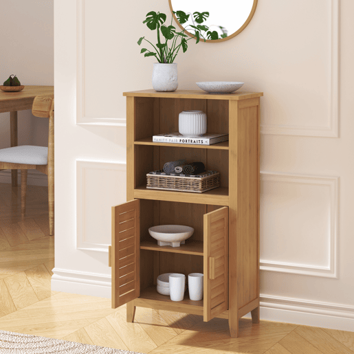 Armário lateral Rirg 2 portas bambu 92x50x25 cm Natural en.casa