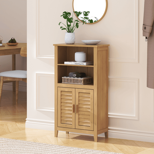 Armário lateral Rirg 2 portas bambu 92x50x25 cm Natural en.casa