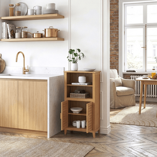 Armário lateral Rirg 2 portas bambu 92x50x25 cm Natural en.casa