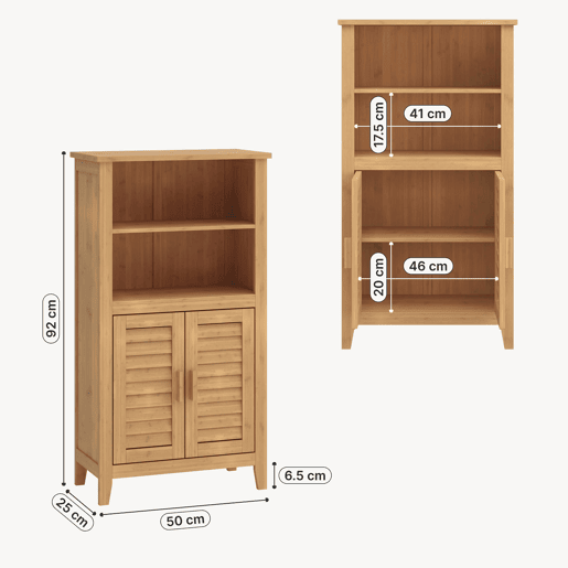 Armário lateral Rirg 2 portas bambu 92x50x25 cm Natural en.casa