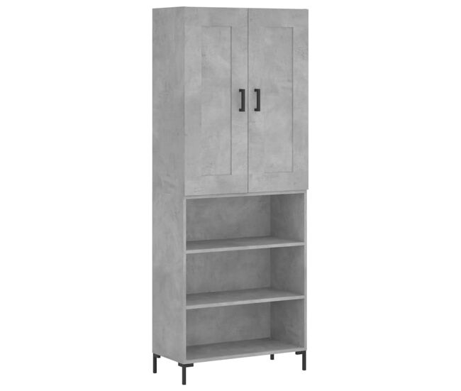 Aparador alto - mueble de almacenamiento madera contrachapada gris hormigón 69,5x34x180 cm es984