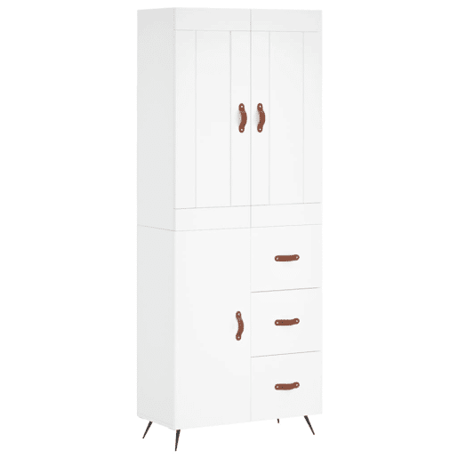 Armário alto - Bufete - Móvel de apoio 69,5x34x180 cm derivados de madeira branco pt724