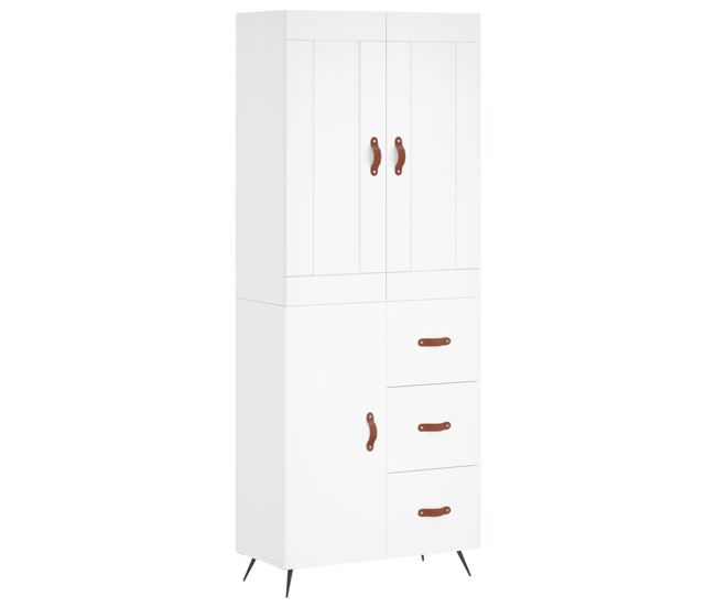 Aparador alto - mueble de almacenamiento madera contrachapada blanco 69,5x34x180 cm es724