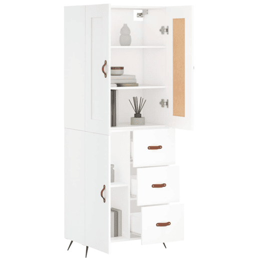 Armário alto - Bufete - Móvel de apoio 69,5x34x180 cm derivados de madeira branco pt724