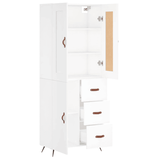 Armário alto - Bufete - Móvel de apoio 69,5x34x180 cm derivados de madeira branco pt724