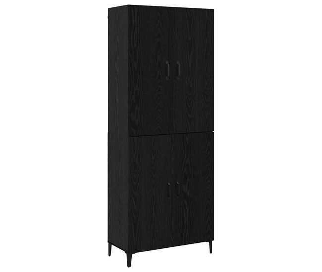 Aparador alto - mueble de almacenamiento 2 pcs roble negro madera de ingeniería es262