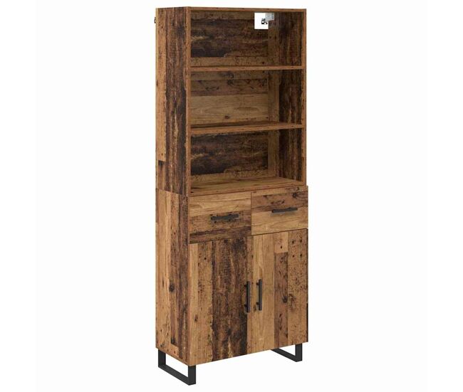 Aparador alto - mueble de almacenamiento con cajón madera vieja 69,5 x 34 x 180 cm es408