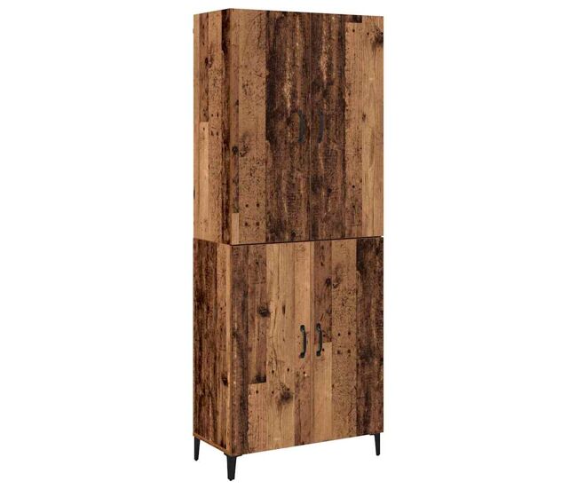 Aparador alto - mueble de almacenamiento 2 pcs madera envejecida madera de ingeniería es147