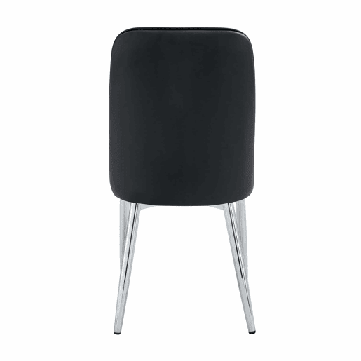 Cadeiras de sala de jantar (2 unidades) - design moderno e minimalista, assento largo, encosto e pernas metálicas prateadas - preto e prateado