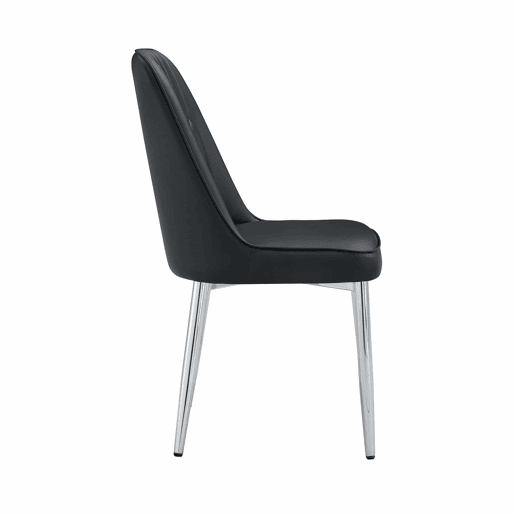 Cadeiras de sala de jantar (2 unidades) - design moderno e minimalista, assento largo, encosto e pernas metálicas prateadas - preto e prateado