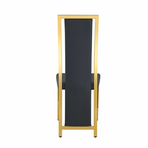 Cadeiras de sala de jantar 4 unidades 109 cm - design minimalista europeu, estofadas em PU preto com detalhes dourados e estrutura metálica dourada - Preto e Dourado