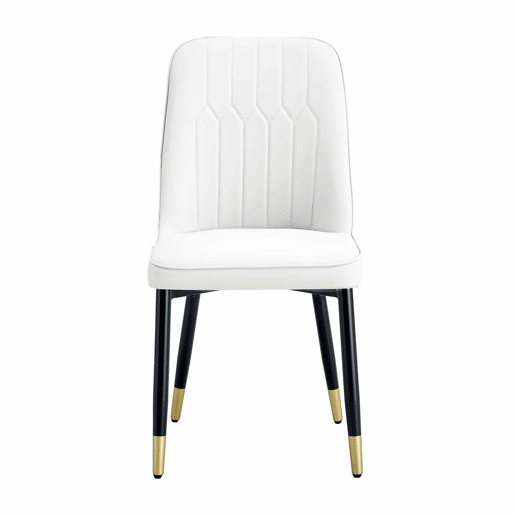 Conjunto de 2 cadeiras de jantar modernas - encosto em PU branco e pernas em metal preto - Branco+Preto