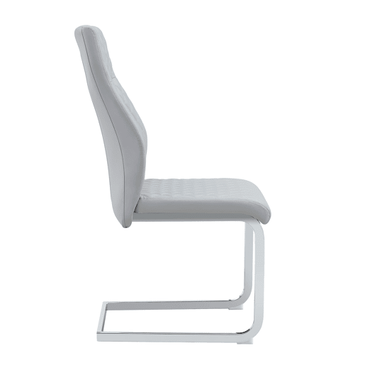Cadeira de sala de jantar 2 unidades - encosto alto, assento acolchoado, estrutura metálica prateada - cinza claro