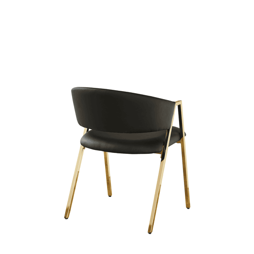 2 cadeiras de jantar - PU preto, estrutura dourada, design moderno minimalista - Preto