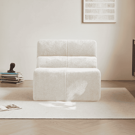 Sofá individual - Veludo macio estilo nuvem, elegante e confortável - Branco