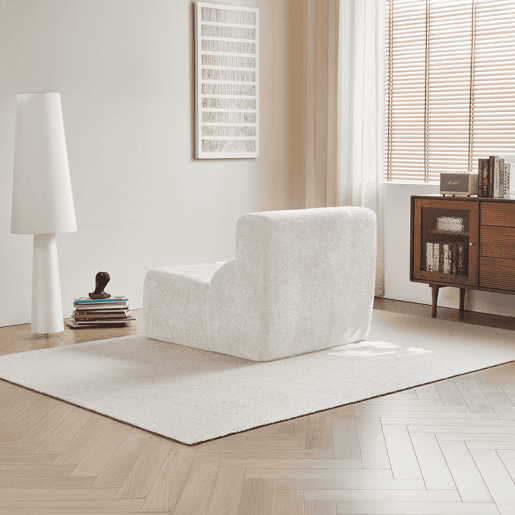 Sofá individual - Veludo macio estilo nuvem, elegante e confortável - Branco