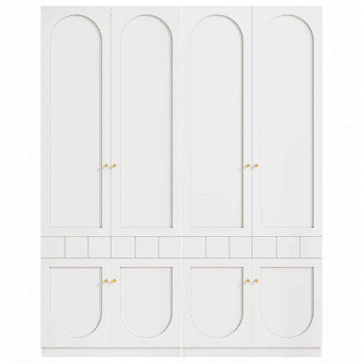 Roupeiro de 2 portas 160×50×200 cm - lacado, com varão para pendurar roupa e gavetas, puxadores metálicos, conjunto de 2 peças - Branco Roupeiro de 2 portas 160×50×200 cm - lacado, com varão para pendurar roupa e gavetas, puxadores metálicos, conjunto de 2 peças - Branco
