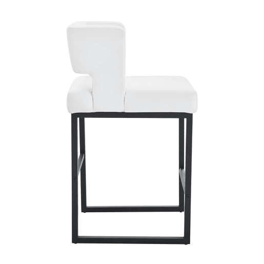 Cadeiras de bar 2 unidades - estilo nórdico, design quadrado, pernas metálicas pretas - Branco+Preto