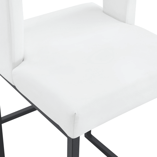Cadeiras de bar 2 unidades - estilo nórdico, design quadrado, pernas metálicas pretas - Branco+Preto