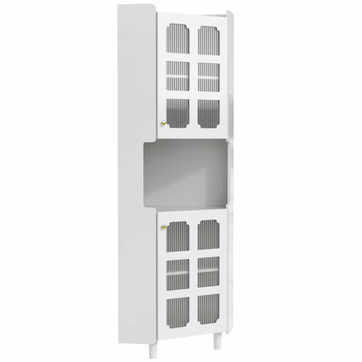 Armário de canto com iluminação LED - multifuncional, acabamento lacado, MDF, para sala de estar, quarto, casa de banho, sala de jantar - Branco Armário de canto com iluminação LED - multifuncional, acabamento lacado, MDF, para sala de estar, quarto, casa de banho, sala de jantar - Branco